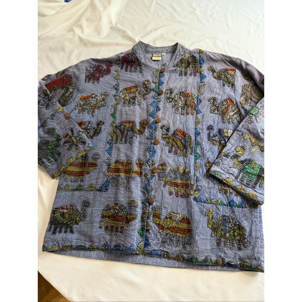Cotton Connection VTG Patchwork Elephant Art To Wear Embroidered Jacket One Size
